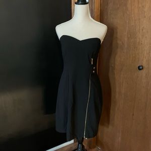Black Strapless Kenzie Dress w Gold Accents